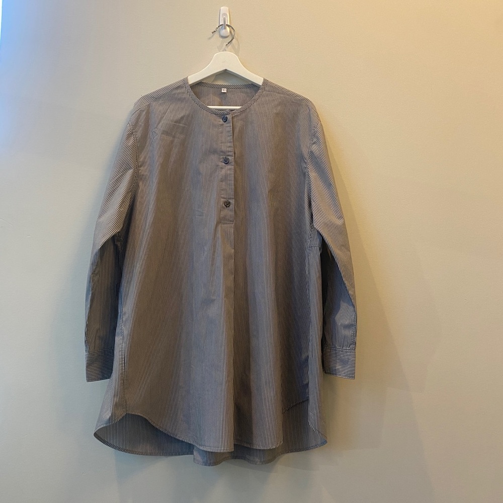 MUJI Striped Long Sleeve Button-Up Shirt